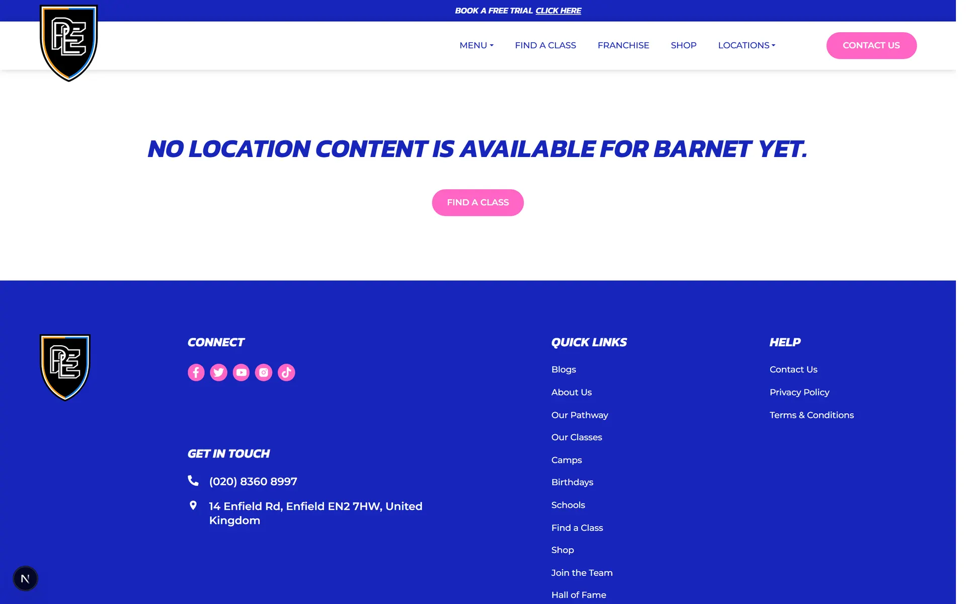CMS-driven town landing page at a keyword-rich URL