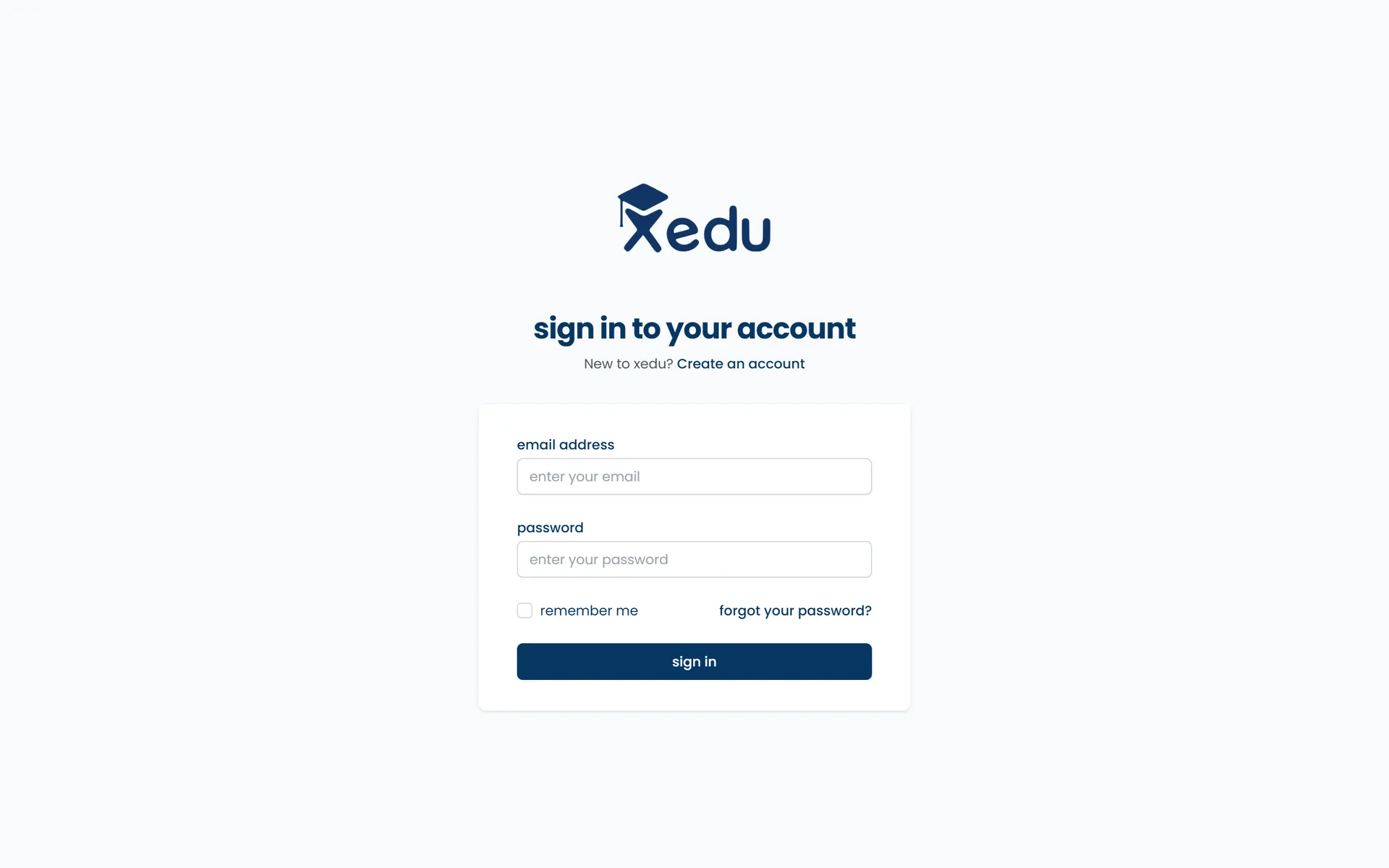 Sign-in page with email and password fields