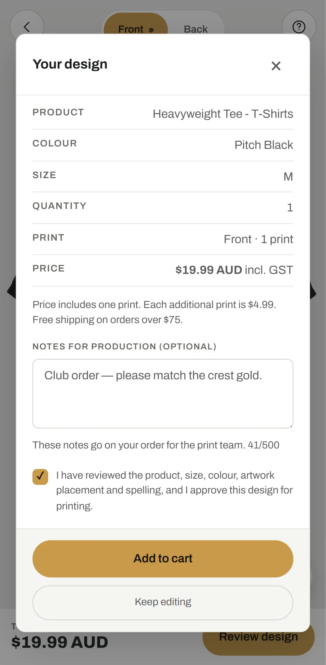 Approval summary on a phone with full-width actions
